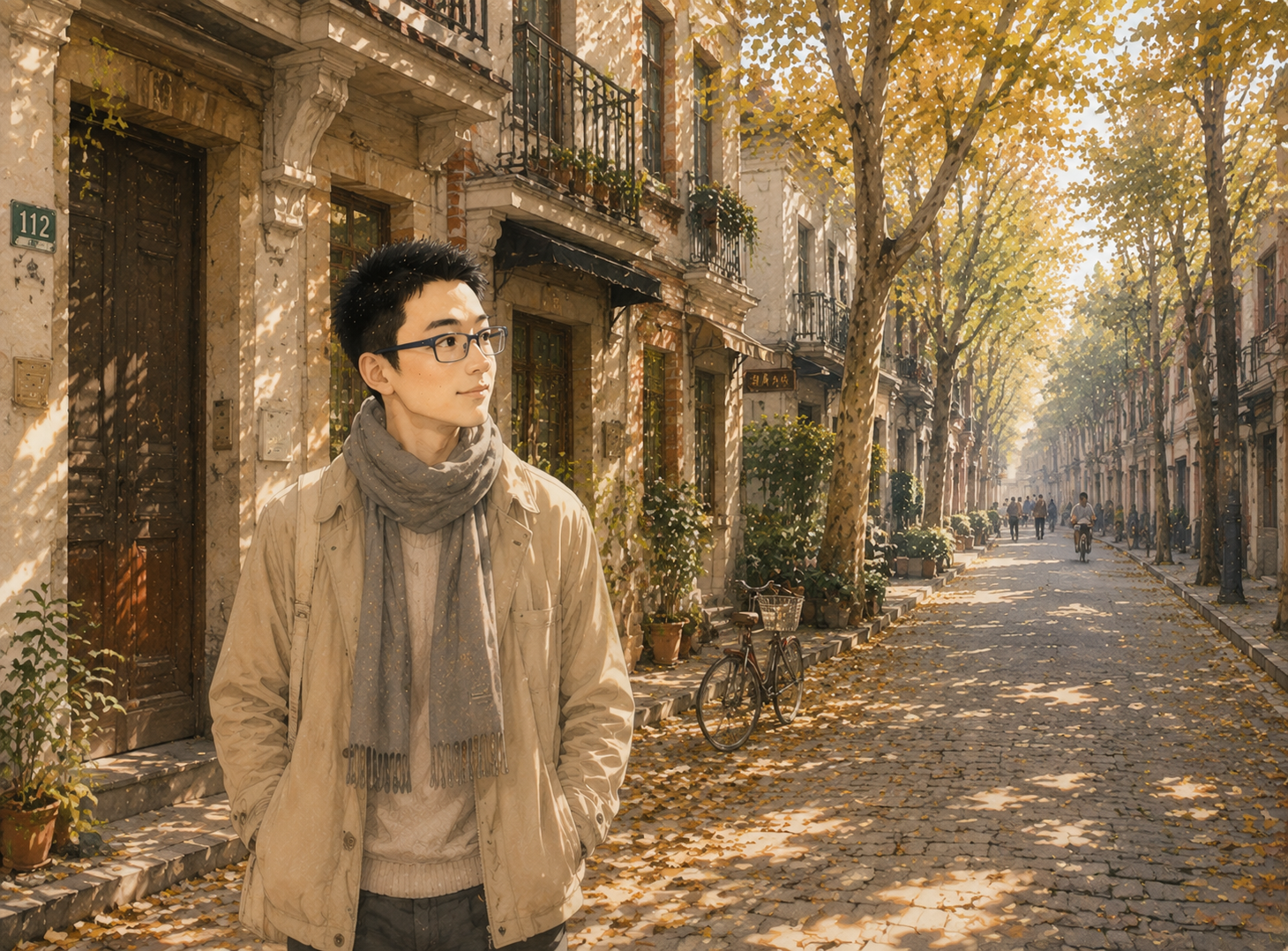 Autumn postcard front — street