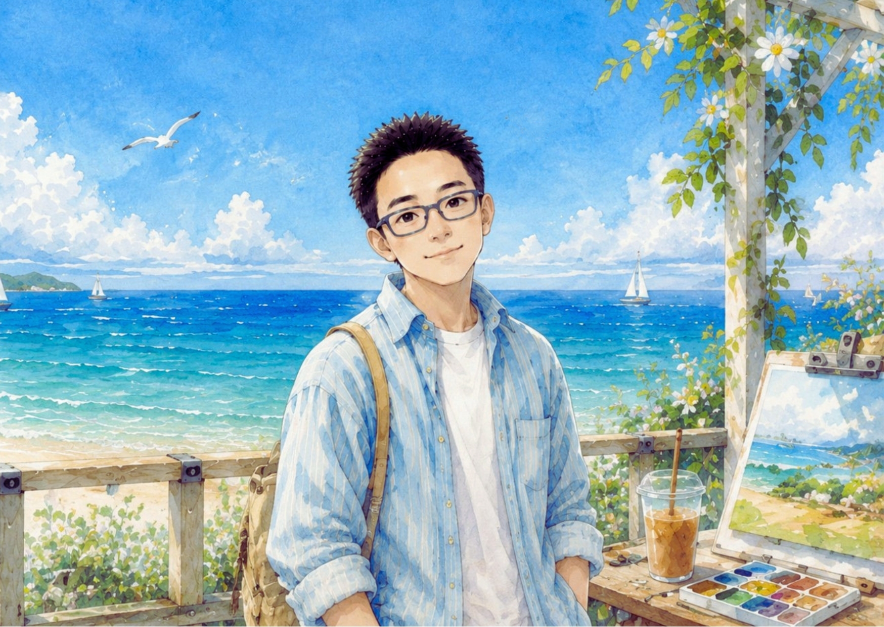 Summer postcard front — coast